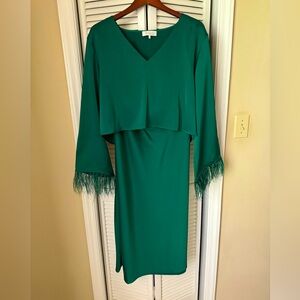 Green Feathered Top and Long Skirt